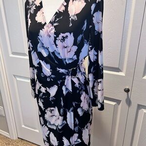 Floral Wrap Dress in Black and Pink